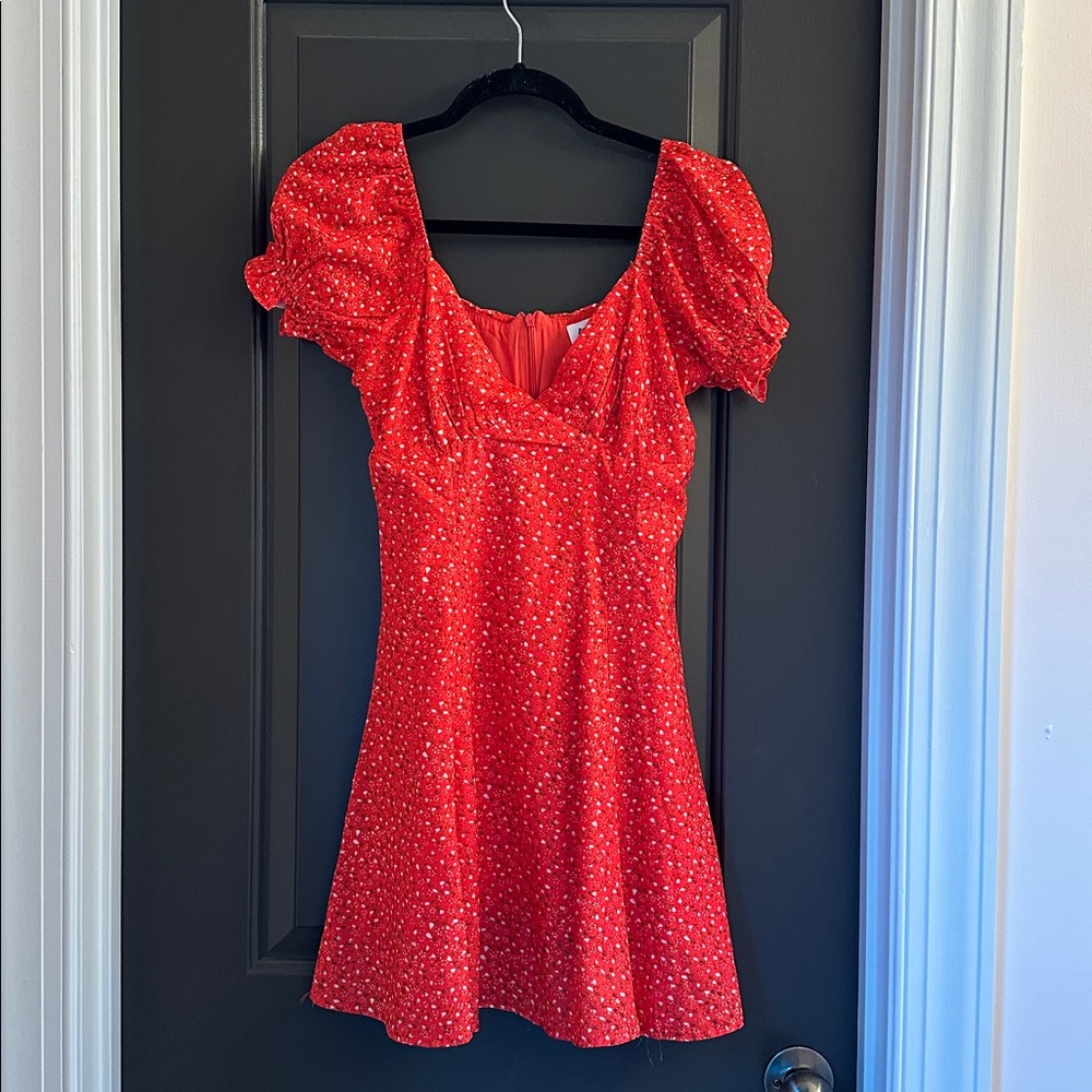 Princess Polly Red Floral Sweetheart Mini Dress